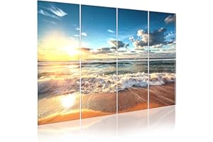 Evenreach Art Acoustic Panels, 48"X32" Self-adhesive Sound Proof Panels For walls, 8 Pack Decorative Sound Absorbing Panels for Home Office (Beach)