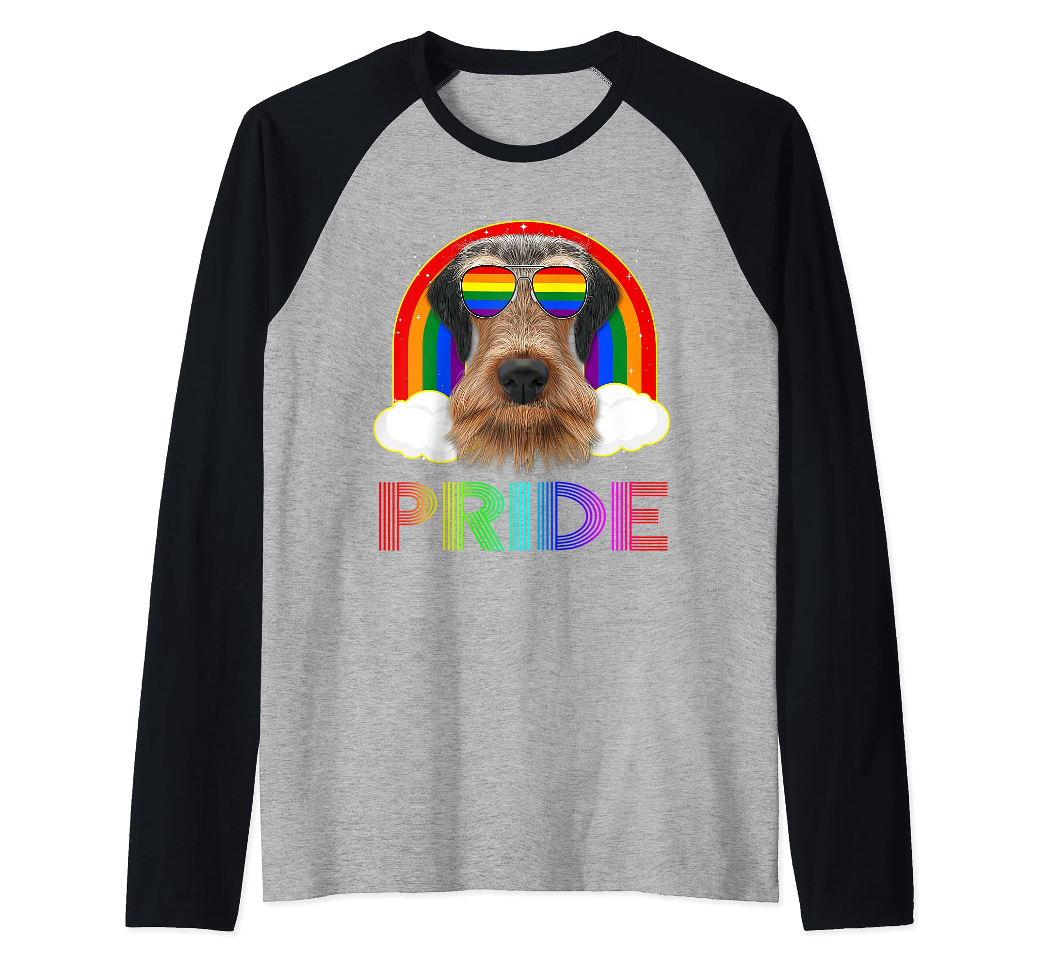 Airedale Terrier Dog LGBT Rainbow Gay Lesbian LGBTQ Pride Raglan Baseball Tee