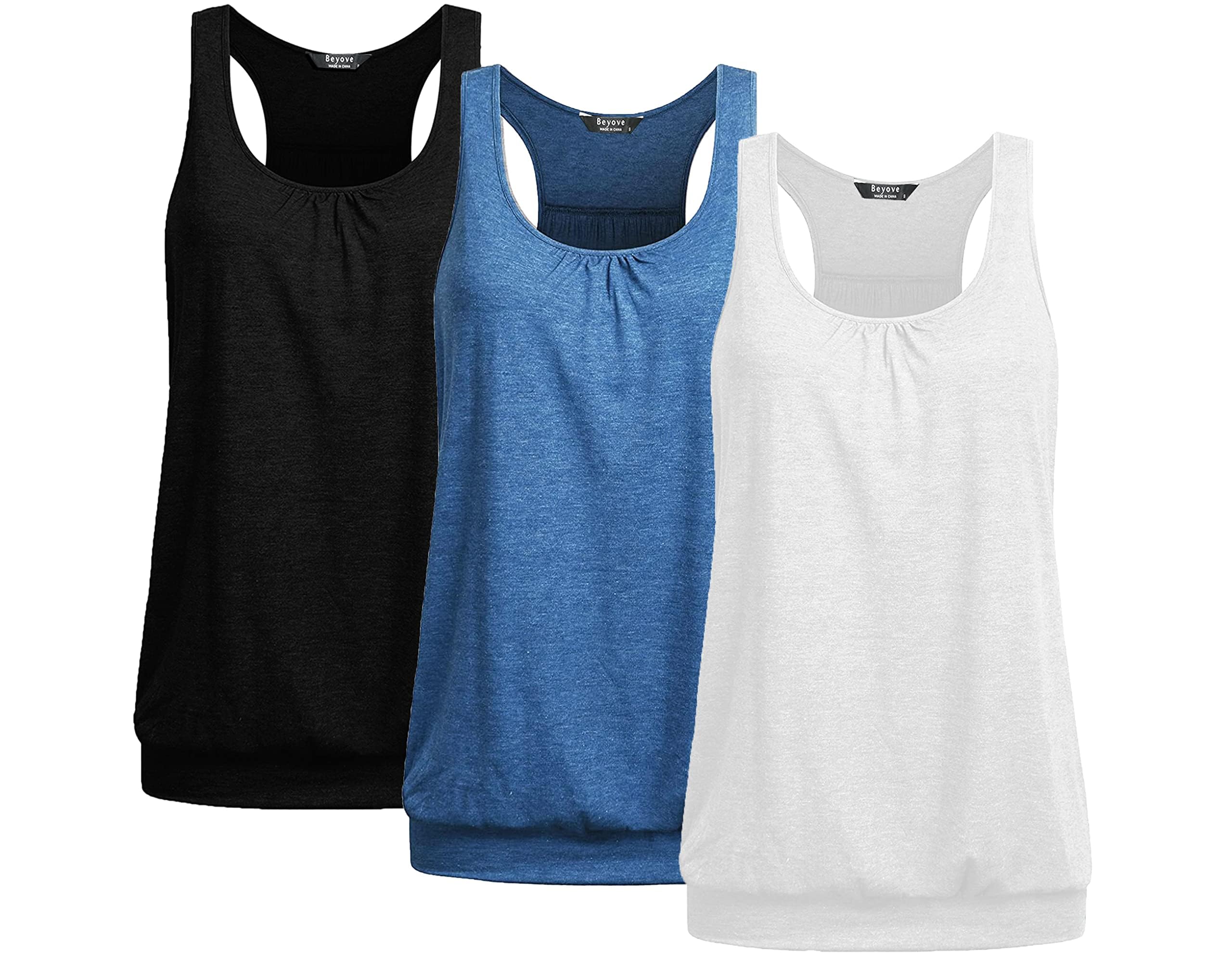 Beyove Workout Tank Tops for Women Racerback Athletic Yoga Tops Running Exercise Gym Shirts (Pack of 3) Image