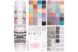 PIZOORO Bracelet Making Kit 3 Boxes, Clay Beads for Jewelry Making, Silver Letter Bead with Cross Charm, Silver Earrings and Elastic String, Friendship Bracelet for Women, Birthday Gifts for Women Girls