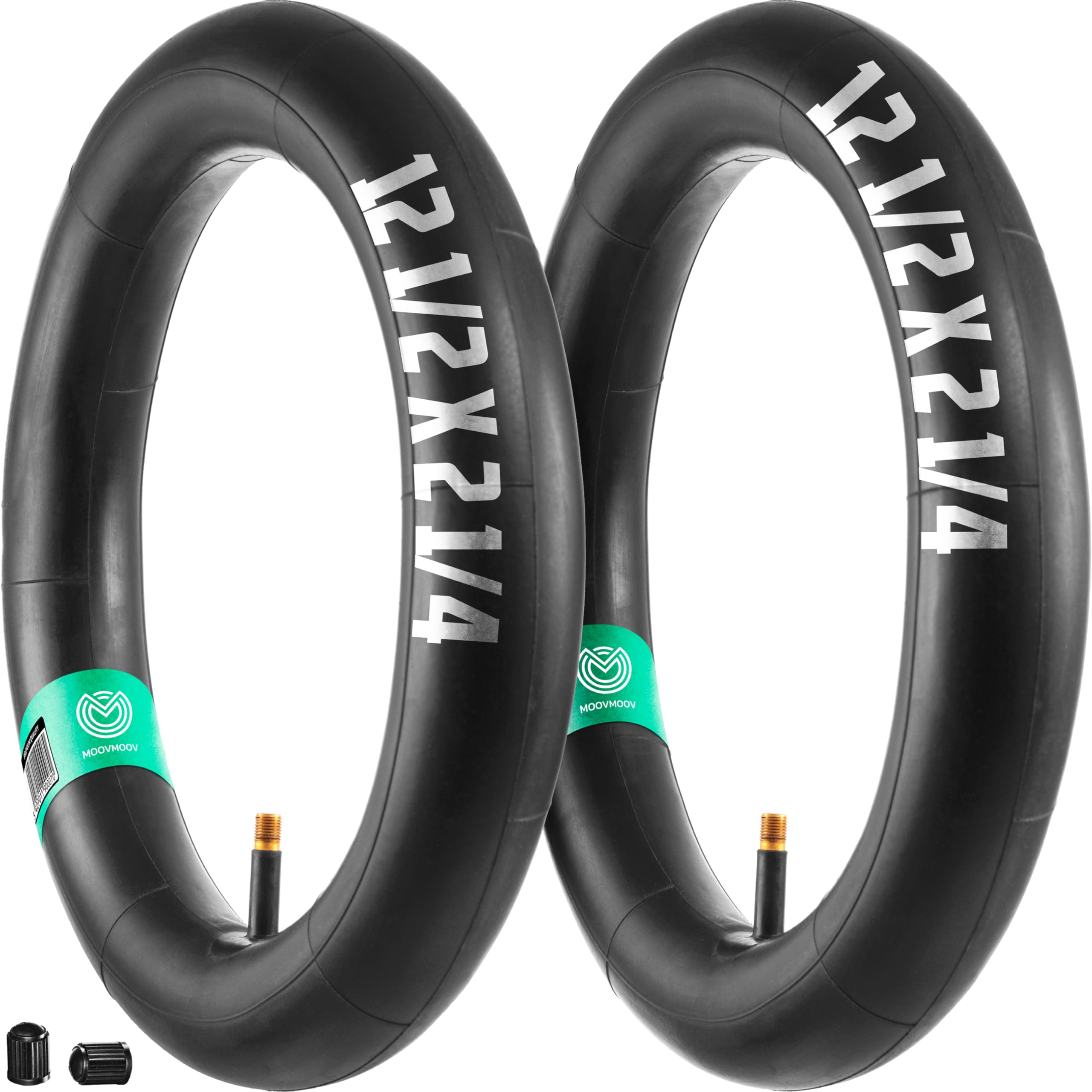 MOOVMOOV 12-Inch Inner Tubes (12 1/2 x 2 1/4) Straight AV 33mm Valve (x2) | For Balance Bikes, Kids Bikes, Folding Bikes, Strollers, etc. | Compatible with 12.5x2.25-12x2.125 Tyres (ETRTO 47/62-203)