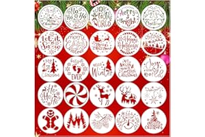 BOQON 25 Pcs Christmas Stencils for Crafts Reusable 4 Inch Small Christmas Stencil for Painting on Wood Ornament Card Making Window (25 Christmas 4in)