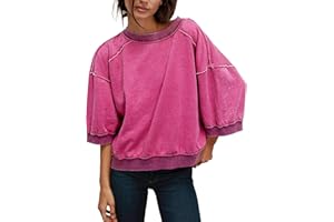 ACCPUR 3/4 Sleeve Sweatshirts for Women Oversized Vintage Crewneck Pullover Tops Casual Summer Fall Clothes