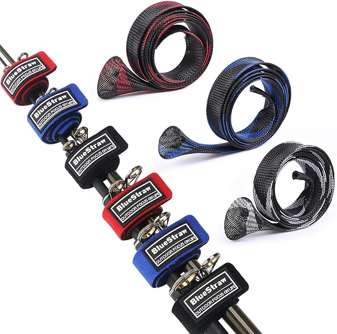 Amazon Bluestraw 釣り竿ベルトタイ 伸縮性 マジックベイト キャスティング スピニングロッド ストラップホルダー Free Size レッド Bluestraw フィッシングベルト