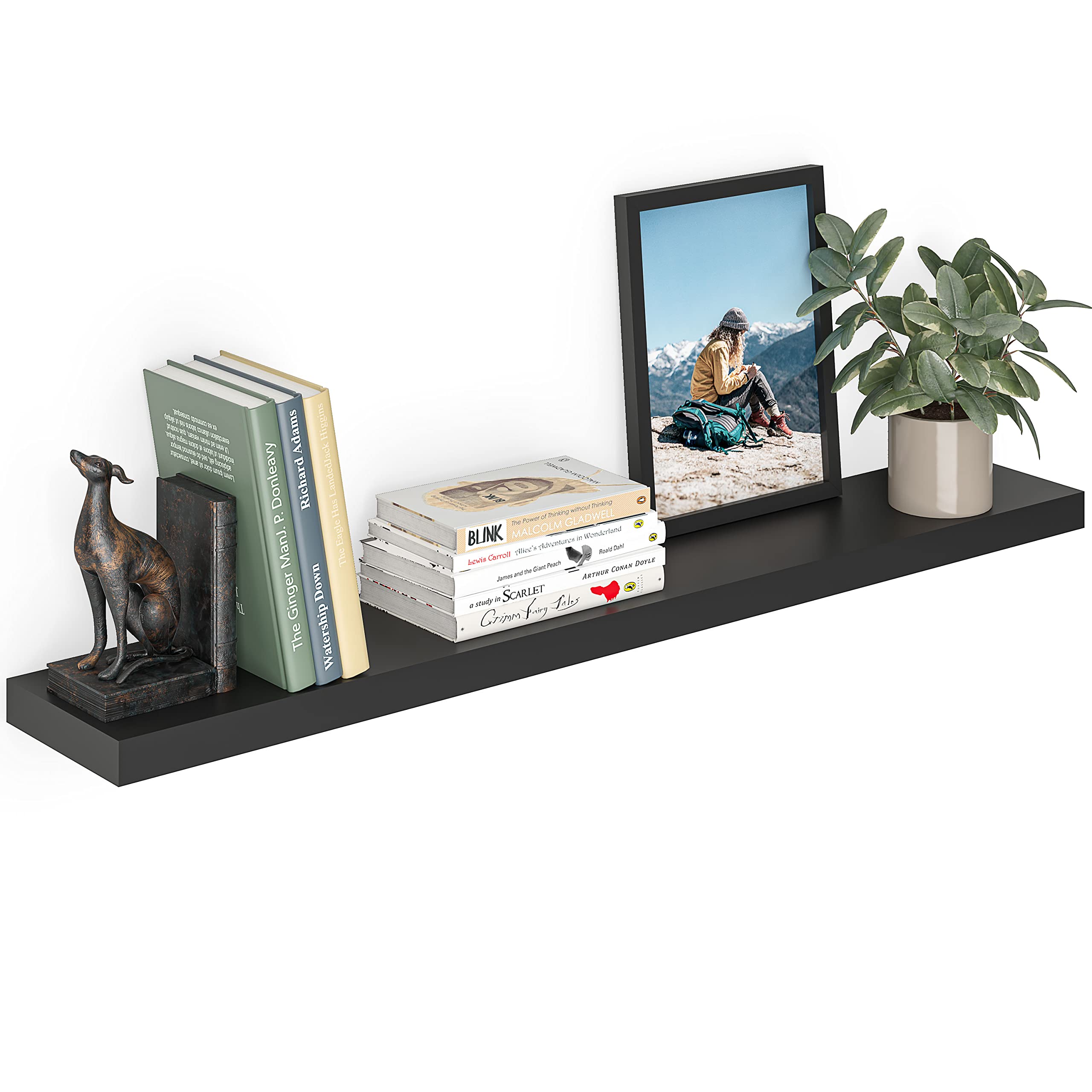 Photo 1 of *Shelf damaged* Ballucci Floating Shelf, 48" Wood Wall Shelf with Invisible Brackets for Bathroom, Living Room, Bedroom, Kitchen, Nursery, 8" Deep, Black