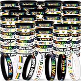 Moon Boat 144PCS Pride Gay Bracelets Accessories Bulk: Silicone Rubber Rainbow Wristbands Parade LGBT Party Favors Decorations Gifts