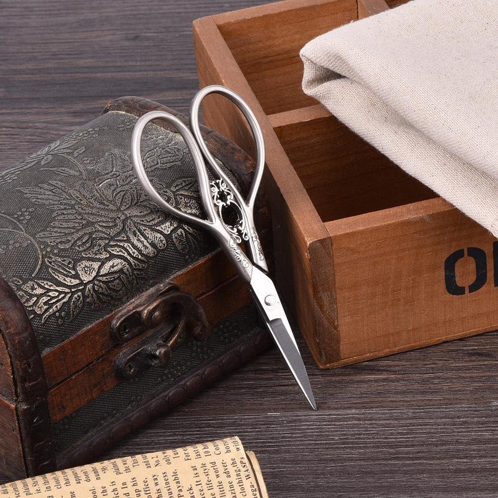 Hilitand Silver Scissors, Antique Stainless Steel Tailor Scissors, Household DIY Sewing Accessories - Image 5