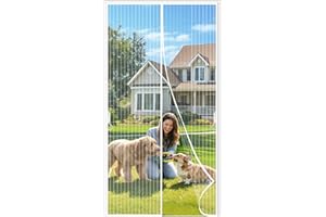 White Magnetic Screen Door Fits Door Size 32x80Inch,Door Screens with Magnets Heavy Duty,Mesh Screen Size 34x82Inch for Patio