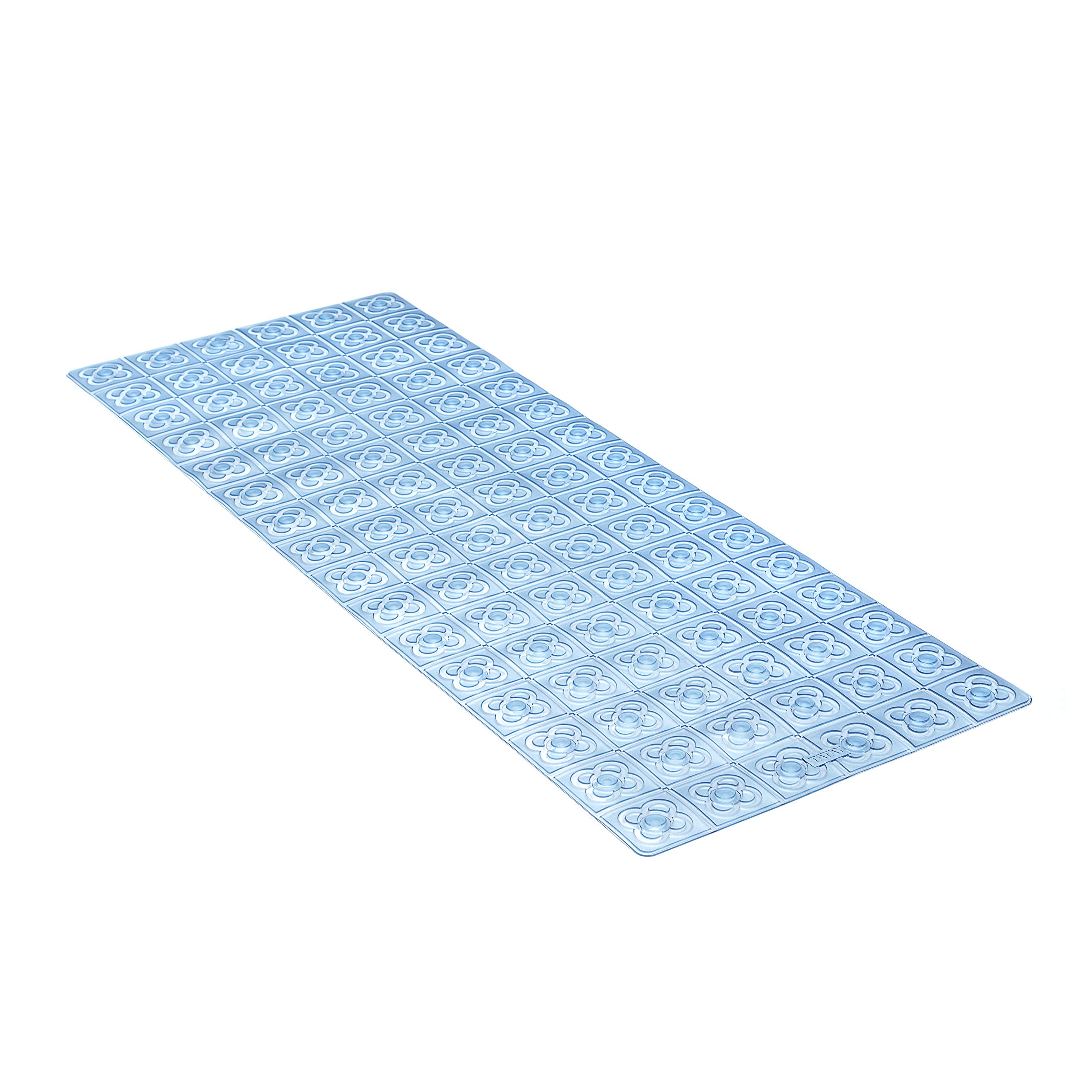 TATAY Bath Mat, Non-slip, PVC with Suction Cups, Resistant to Mold and Microbes, Anti-Bacterial, Barcelona Design, Blue. Measures 96 x 36 cm