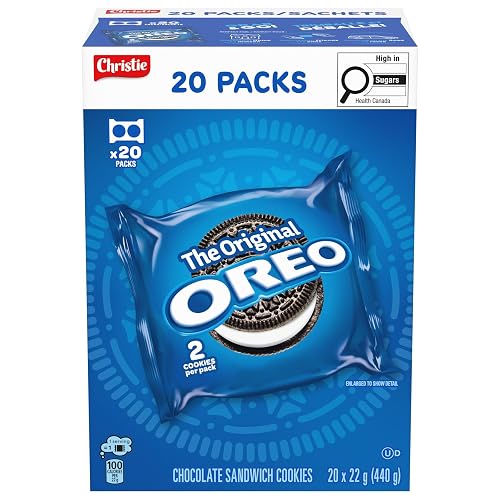 OREO Chocolate Sandwich Cookies, 20 Original Snack Packs (individually wrapped), 40 Cookies, School Snacks, Lunch Snacks, Birthday Party, 440 g