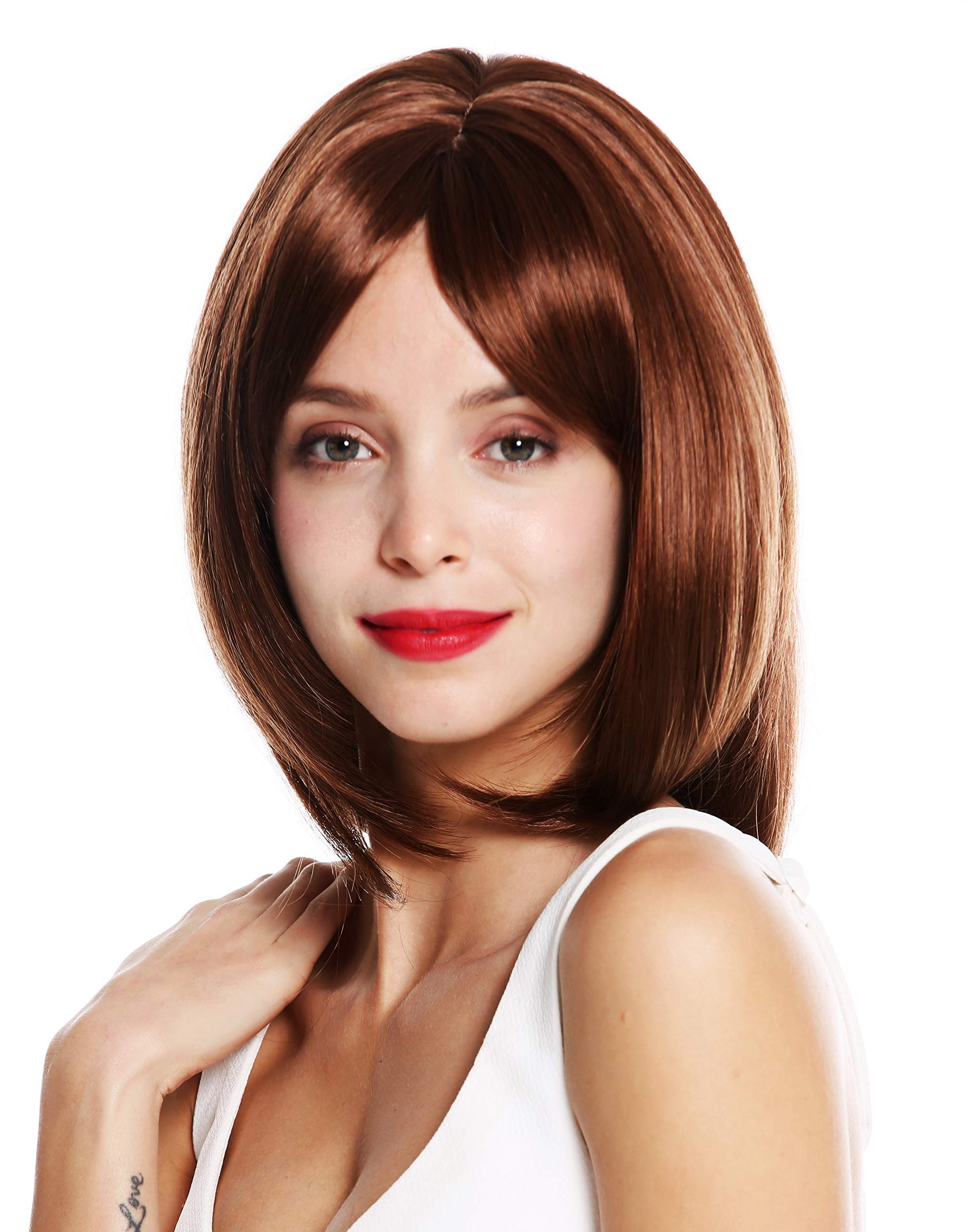 WIG ME UP - VK-48-30 quality women's wig shoulder length layered long fringe parted light copper brown