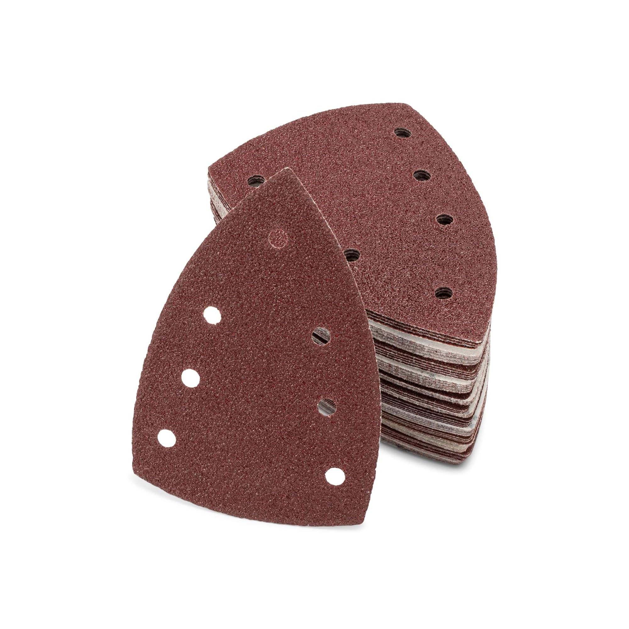 Sandpaper | 60 Sheets | 100 x 150 mm | 7 Hole | Mixpack | 10 x Grit 40/60/80/120/180/240 | Delta Sanding Triangles | Sanding Sheets for Multi-Sander