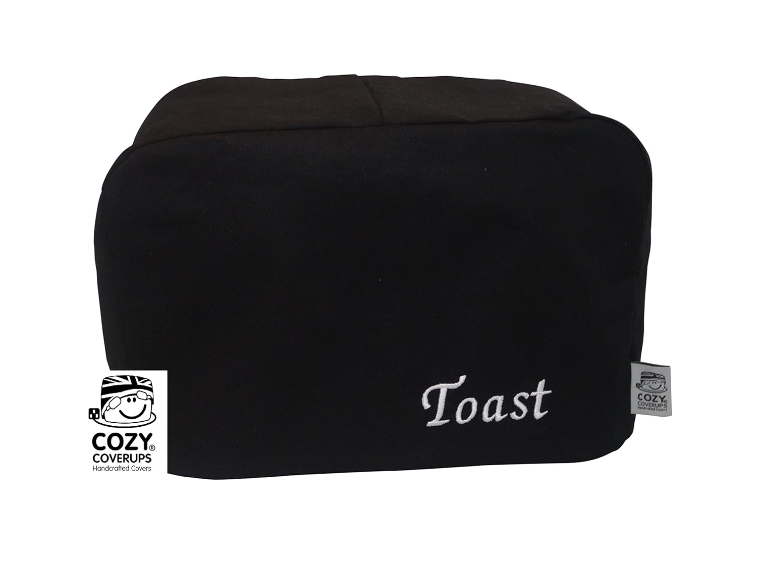 Cozycoverup® Toaster Cover Black Embroidered 'Toast' (4 Slice XL