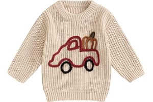 HNYENMCKO Toddler Baby Boy Girl Halloween Outfit Knitted Sweater Pumpkin Embroidered Pullover Tops Fall Winter Clothes