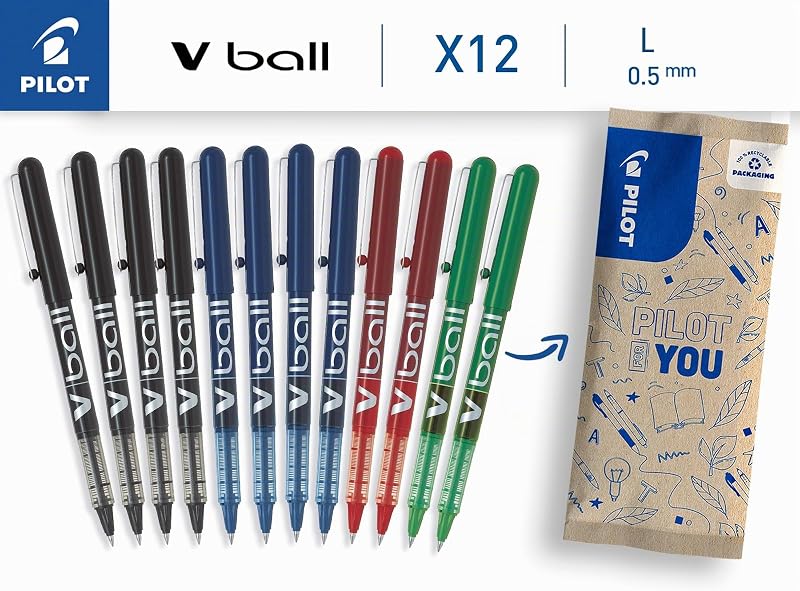 - 12 V-Ball 05 - rolo de tinta líquida - 4 cores - ponta fina