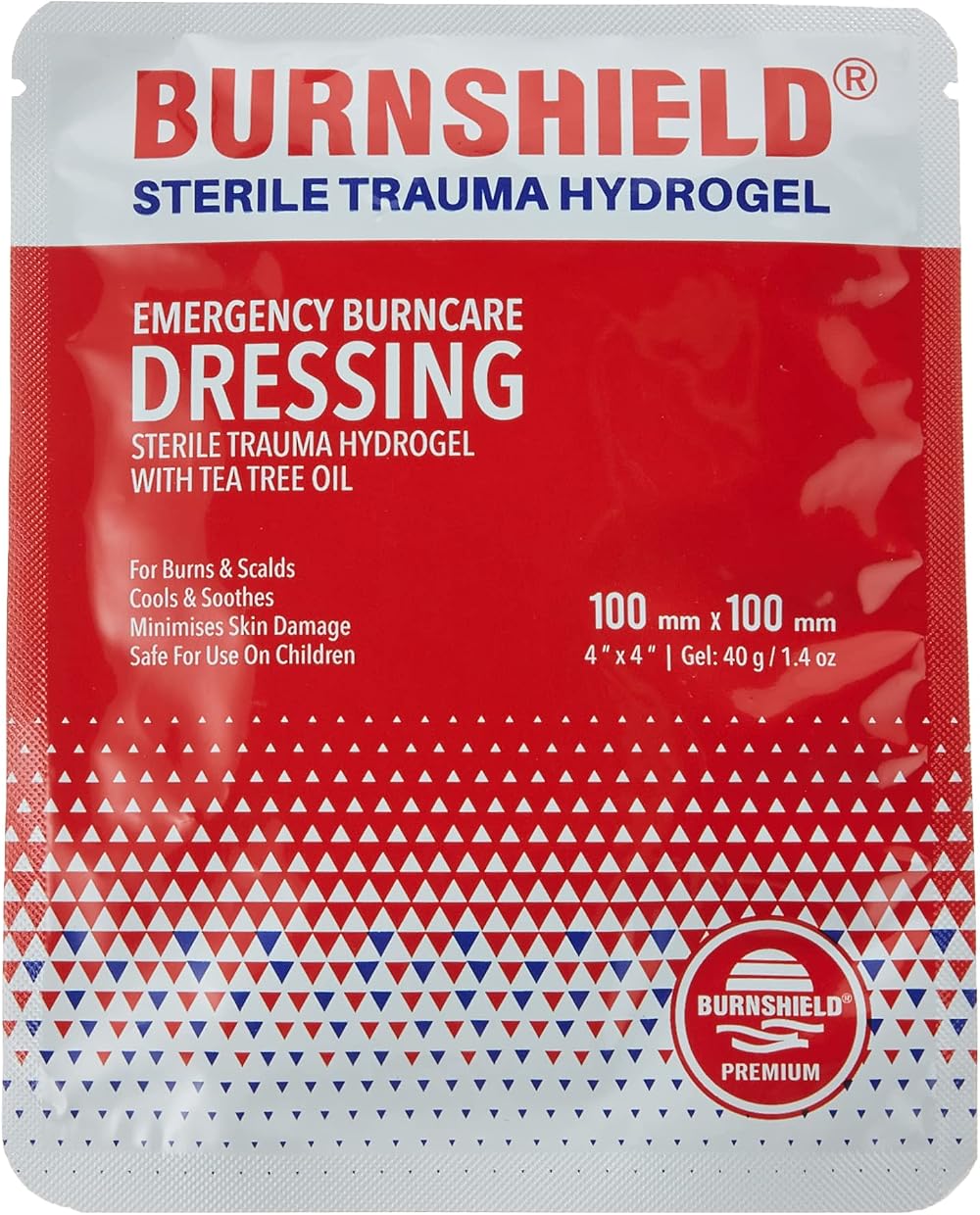 Burnshield SJA75318 Premium Sterile Hydrogel Burn Dressing 4x4 White