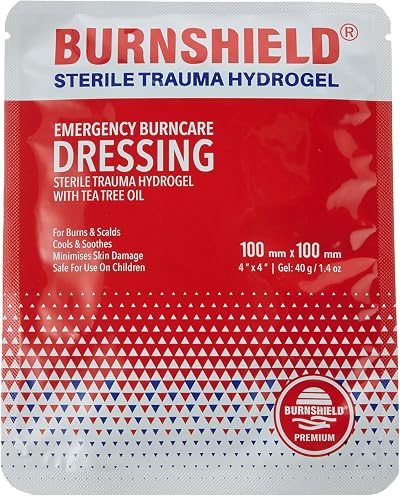 Burnshield SJA75318 Premium Sterile Hydrogel Burn Dressing 4x4 White