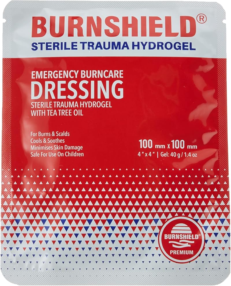 Burnshield SJA75318 Premium Sterile Hydrogel Burn Dressing 4x4 White