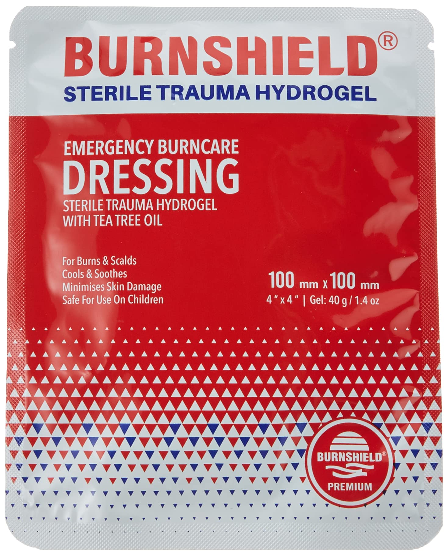 Burnshield SJA75318 Premium Sterile Emergency Burn Dressing ,White,4"x4" (10cm x 10cm)"Cools The Burn"