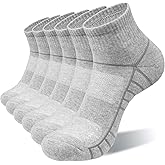 Lapulas Athletic Quarter Socks for Men Women, Cotton Mesh, Cushioned Arch Support, Non-Slip Running Ankle Design, 6 Pack