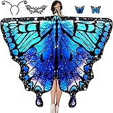 ERDOGLY Butterfly Costume for Women, Halloween Costumes Adult Butterfly Wings, Plus Size Womens Butterfly Cape Fairy Wings