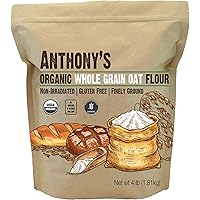 Anthony's Organic Whole Grain Oat Flour, 4 lb, Gluten Free, Non GMO, Non Irradiated, Finely Ground, Vegan