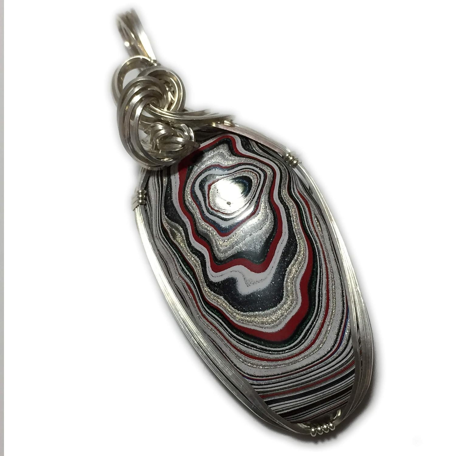 Amazon Com Fordite Detroit Agate Fordite Pendant Sterling Silver Necklace Wire Wrapped Jewelry 4225f5 Handmade