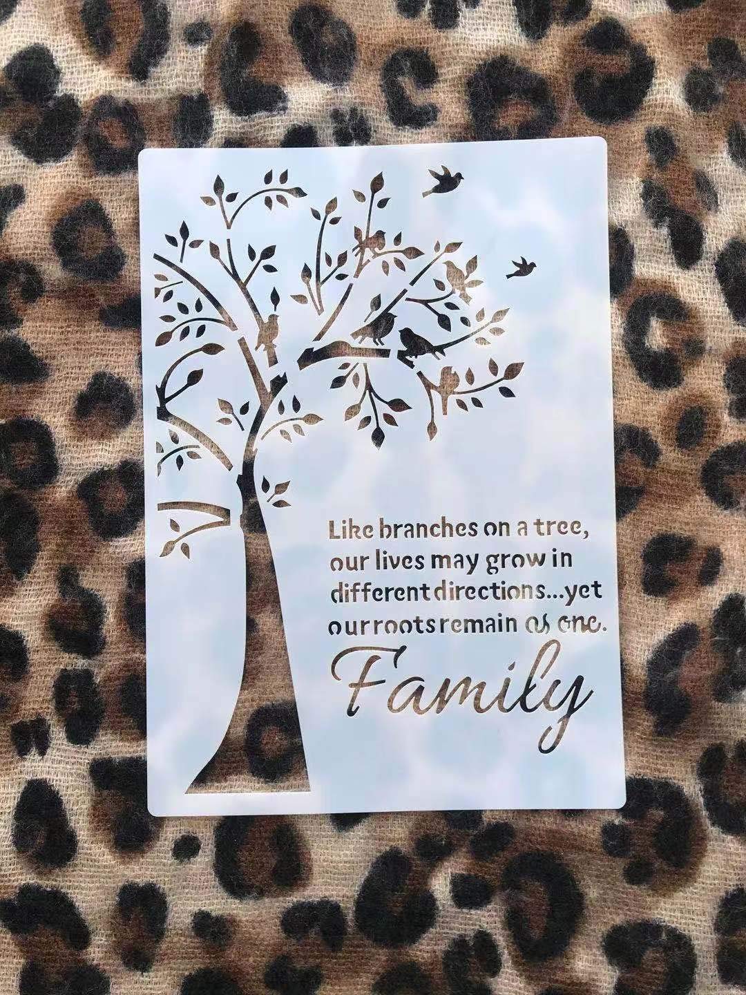 Tree & Birds Reusable Stencil ,Famlily Tree of Life Stencil Template A4 (PVC Reusable Stencil, A4 Size - 210 x 297 mm, 8.3 x 11.7 in) (Family Tree)