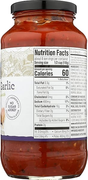 365 EVERYDAY VALUE, ROASTED GARLIC PASTA SAUCE, 25 OZ