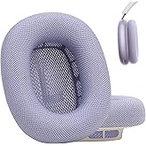 Laselan Upgraded Silicone Ear Cushions for AirPods Max Headphones 2024, Mesh Fabric Covered Ear Pads with Silicone & Memory Foam and Magnet (Purple)