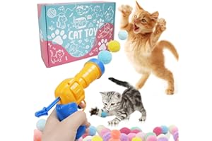 Mewlmart Interactive Cat Toys for Indoor Plush Ball Launcher Cat Enrichment Toys Pom Pom Balls 30 Balls