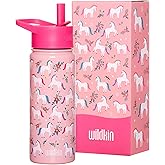 Wildkin Kids 18oz Stainless Steel Water Bottle – BPA-Free, Leakproof, Insulated, Easy-Clean - Magical Unicorn