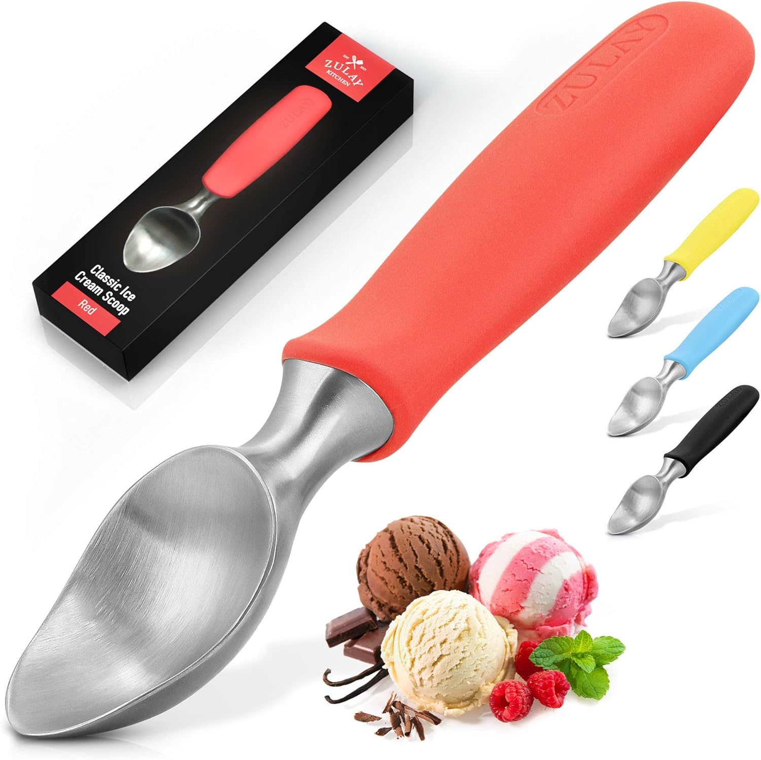 Zulay Heavy Duty Ice Cream Scoop Stainless Steel Ice