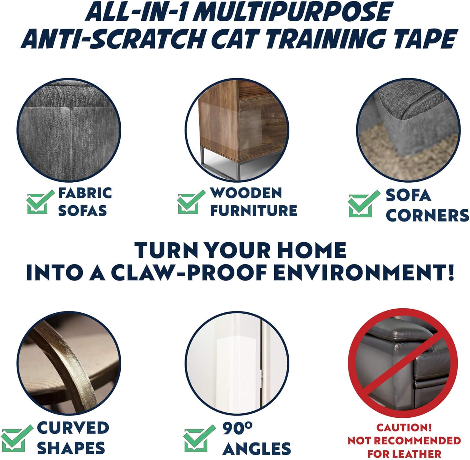 Panther Armor Cat Scratch Deterrent Tape – 8(Eight)-Pack – Double Sided Anti Cats Scratching Sticky Tape – 4-Pack XL 16”L 12”W + 4-Pack Large 17”L 10”W Furniture Protectors – Clear Training Tape : Pet Supplies