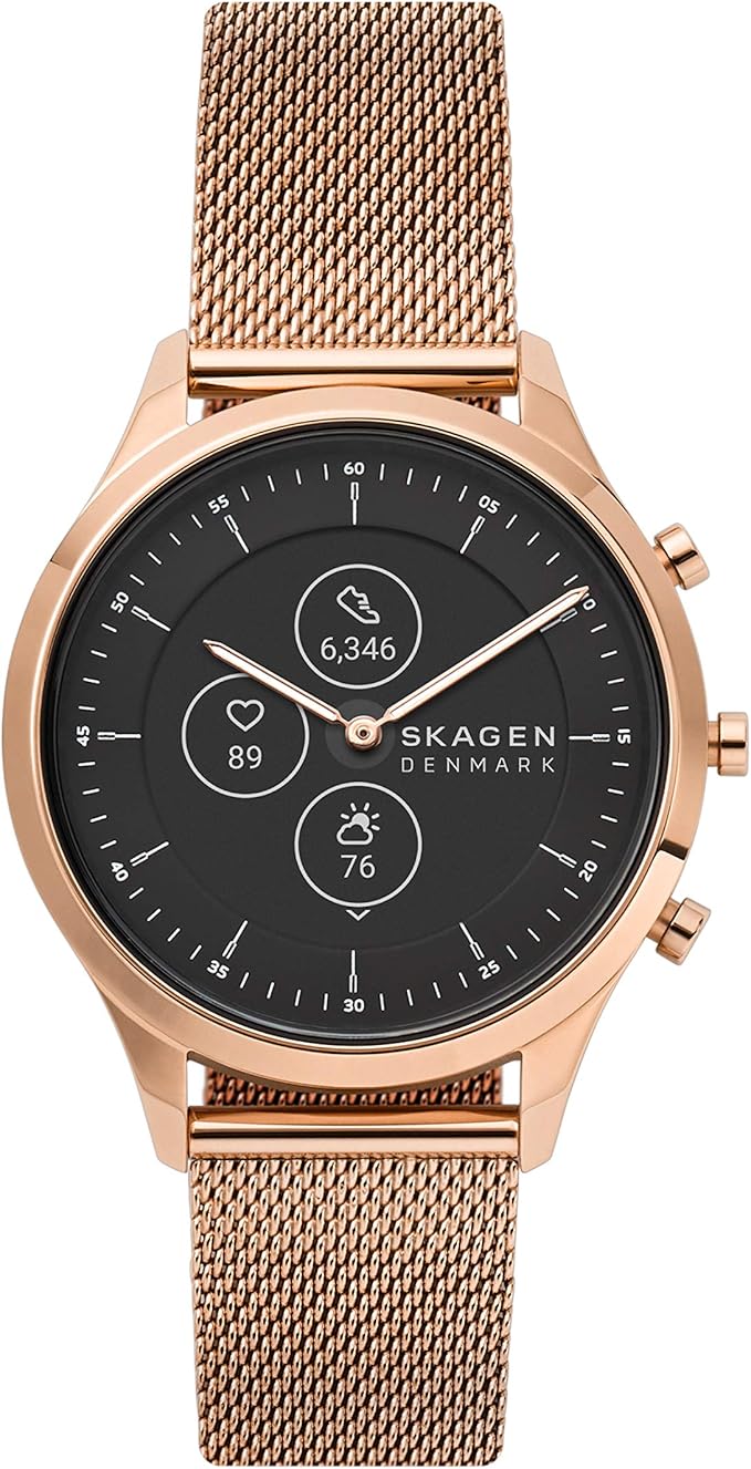 Skagen Women Jorn Hybrid HR 38mm Stainless Steel Mesh Hybrid HR Smart Watch, Color Rose Gold
