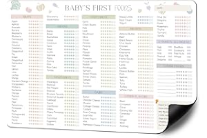 BIROYAL Baby First Foods Tracker Fridge Magnet, Led Weaning Supplies, 12"x8" Dry Erase Daily Food Log, 101 Foods Checklist Before One, Baby Feeding Essentials, Vegetable
