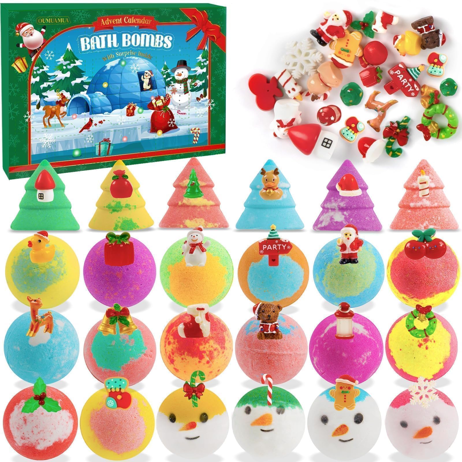 Photo 1 of 24 Pack Christmas Bath Bombs for Kids with Surprise Toys Inside, Kids Advent Calendar Bathbombs Set Bubble Bath Bombs for Christmas Stuff Gifts for Boys Girls Xmas New Year Birthday Party Favors
