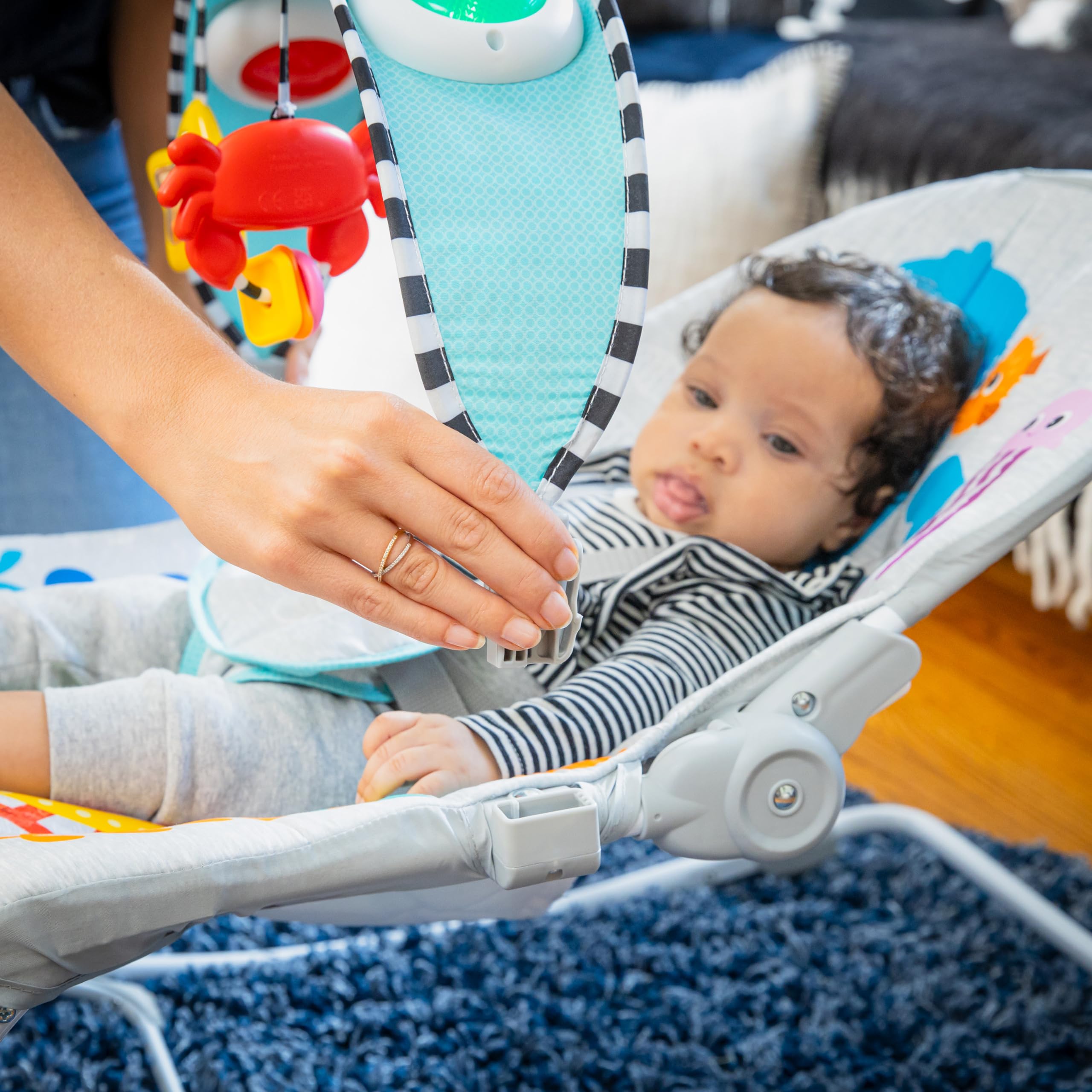 Baby Einstein Ocean Explorers Kick to It Opus Musical Infant to Toddler Rocker, Baby Chair, Baby-Activated Music and Lights, Ages 0-30 Months
