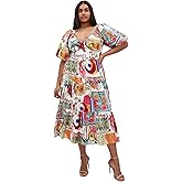 City Chic Women's Plus Size Dress-Simona Print