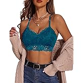 Avidlove Lace Bralettes for Women Padded Bralette Camisole Racerback Crop Top Floral Lace Bralettes V Neck