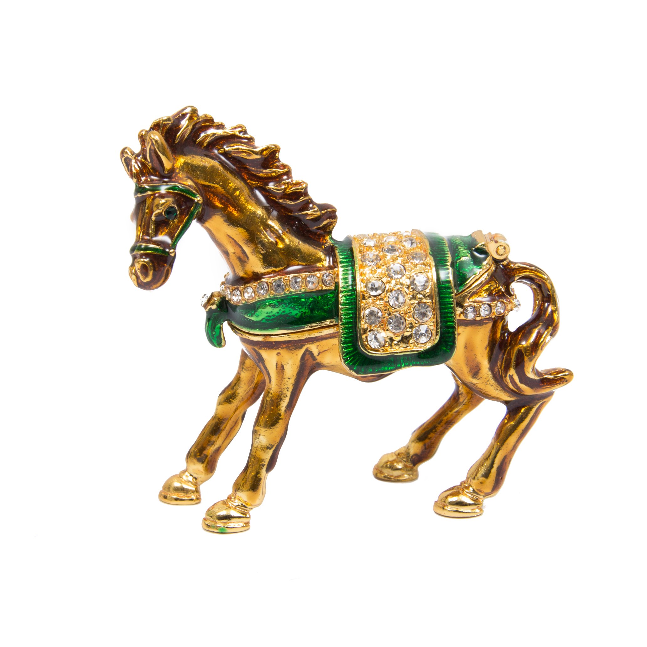 QIFU Hand Painted Small Horse Style Trinket Box With Rich Enamel And Sparkling Rhinestones, Unique Gift for Family(QF3630)