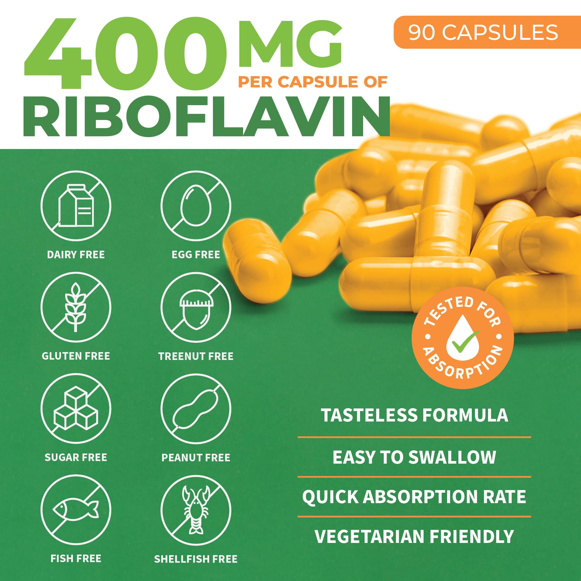 ForestLeaf Vitamin B2 Riboflavin 400mg Energy, Skin & Cellular Health