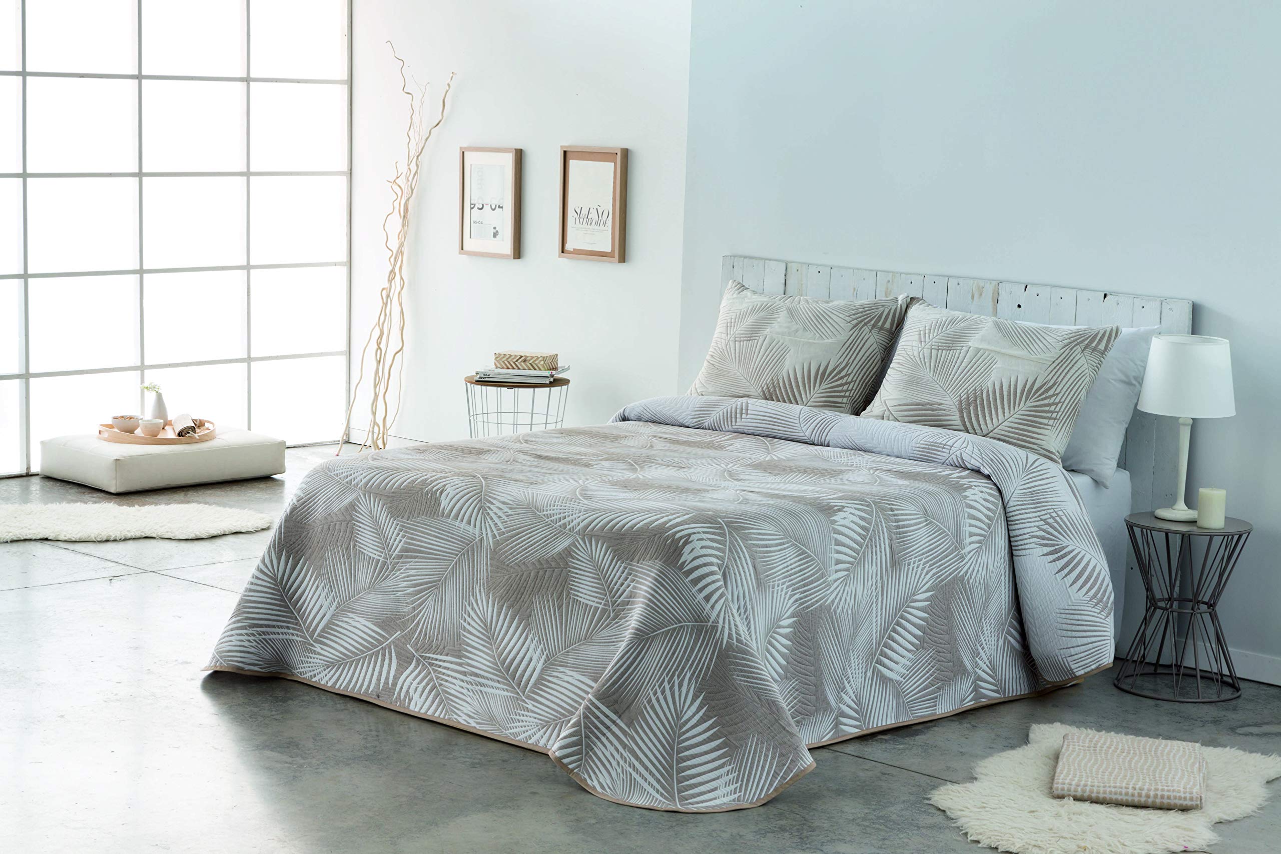 VIALMAN Lightweight Bedspread Sofia 30 Double Bed | Quilt Coverlet Colour Taupe | Quilt size 230 x 270 cm, Bedspread Bed & Sofa Throw Taupe