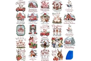ZMRU 24 Sheets Vintage Christmas Rub On Transfers for Crafts, Rub On Transfers Christmas for Wood，Furniture Decals, Glass, Porcelain, Leather, Canvas, Fabric Projects,3 * 3inch