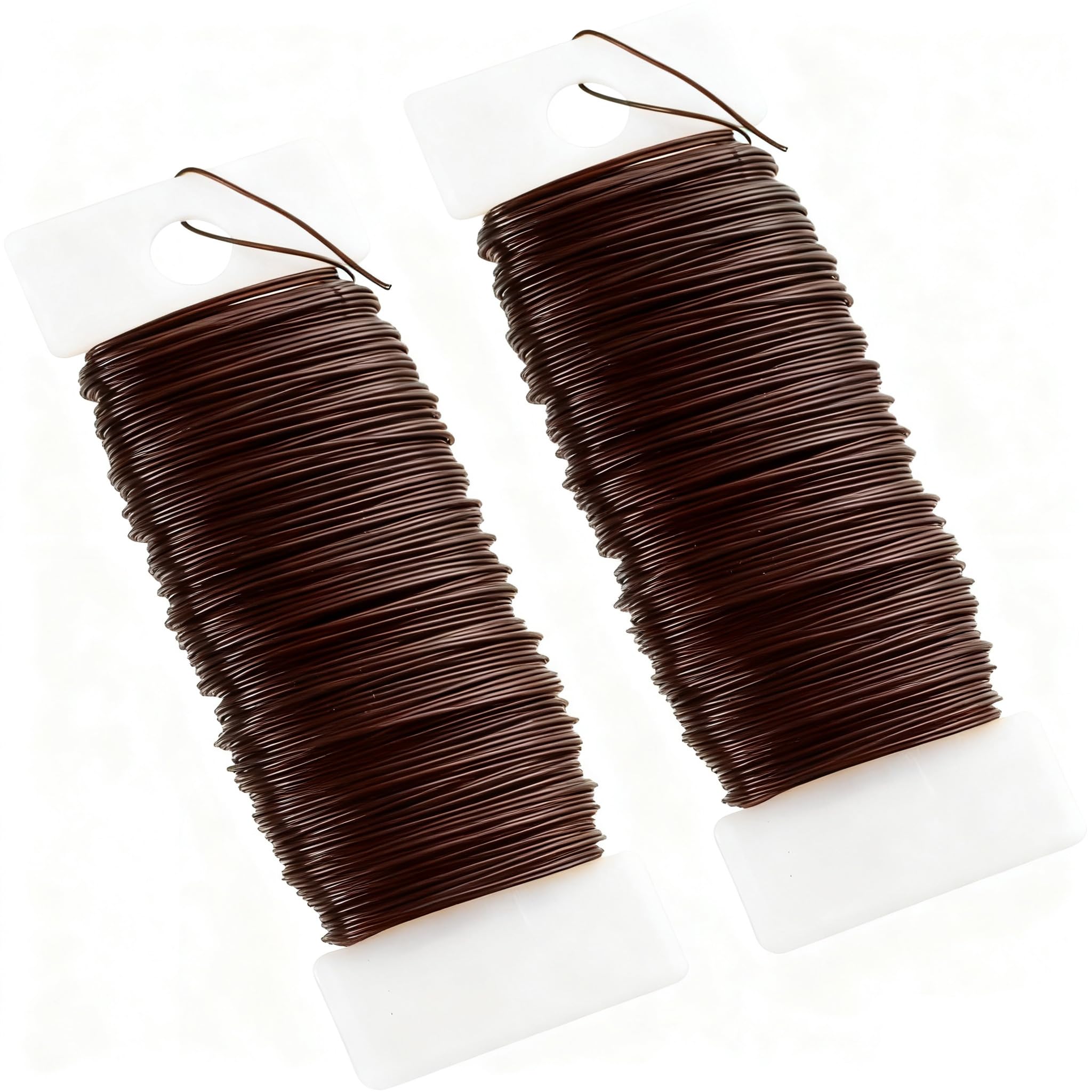 2 Pack Brown Florist Wire for Wreath Making, 22 Gauge Brown Floristry Wreath Wire Christmas Floral Binding Wires Flexible Paddle Crafting Wires for Wreaths Making Garden Flower Arrangements Craft