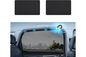 Aokway Magnetic Car Window Shades, 2Pcs Double-Layer UV Protection Car Curtains for Rear Side Window Sun Shade, Universal Fit for Baby, Driver (Black, Rear 2pcs)