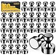 VNDUEEY 60Pcs Strong Fridge Magnets, Black Whiteboard Magnets Refrigerator Magnets, Magnetic Push Pin, Small Metal Magnets for Locker, Map, Kitchen, Office, School, Adults