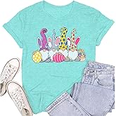 SUWATOIN Easter Day Shirts for Women Leopard Bunny T-Shirt Spring Easter Tee Tops