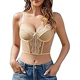 Avidlove Corset Tops for Women V Neck Bustier Lingerie Adjustable Strap Crop Top with Underwire