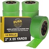 Dura-Gold Green Automotive Masking Tape 2" (1.88" x 55 Yards), Case of 18 | Rolls - Premium High-Performance, Heat Resistant - Auto Refinish Painting, Car Detailing, Autobody, Painters Tape